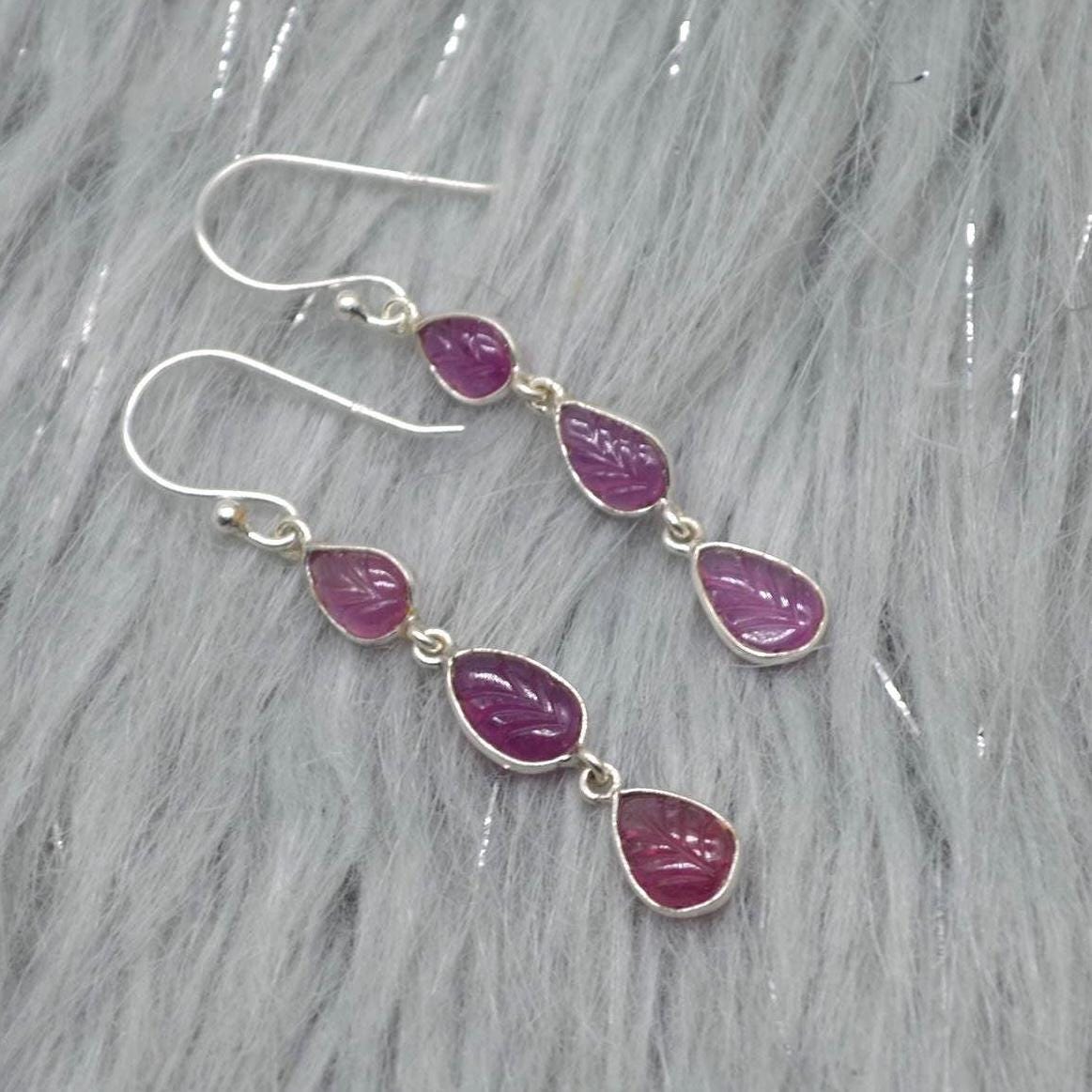 Ruby Earrings Dangle Drop, Ruby Jewelry, July Birthstone, Handmade Red Pink Gemstone Earrings, Gift Earrings For Women