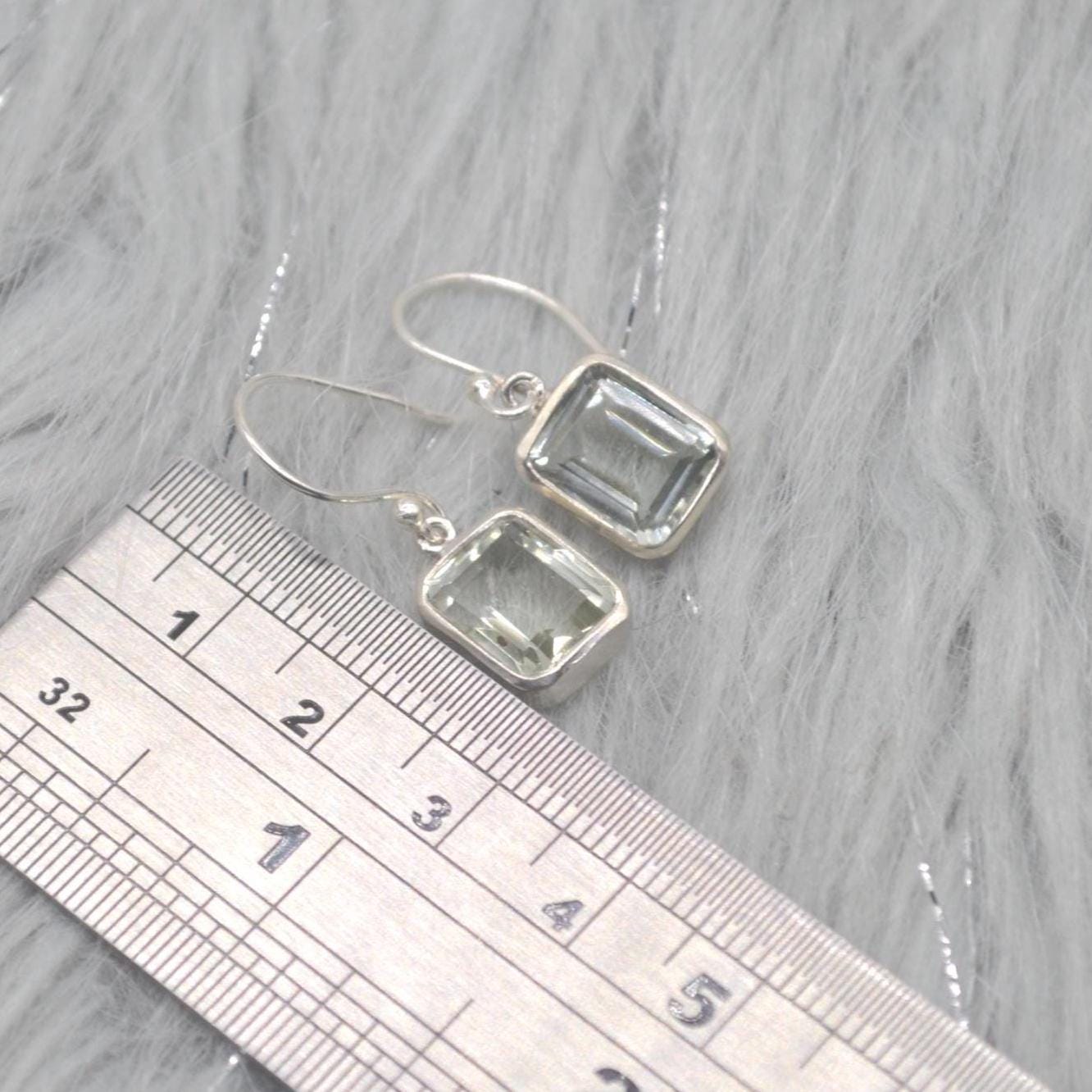 Green Amethyst Silver Drop Earrings, Green Amethyst Jewelry, Minimalist Gold Earrings, February Birthstone Earrings, Handmade Gifts For Her