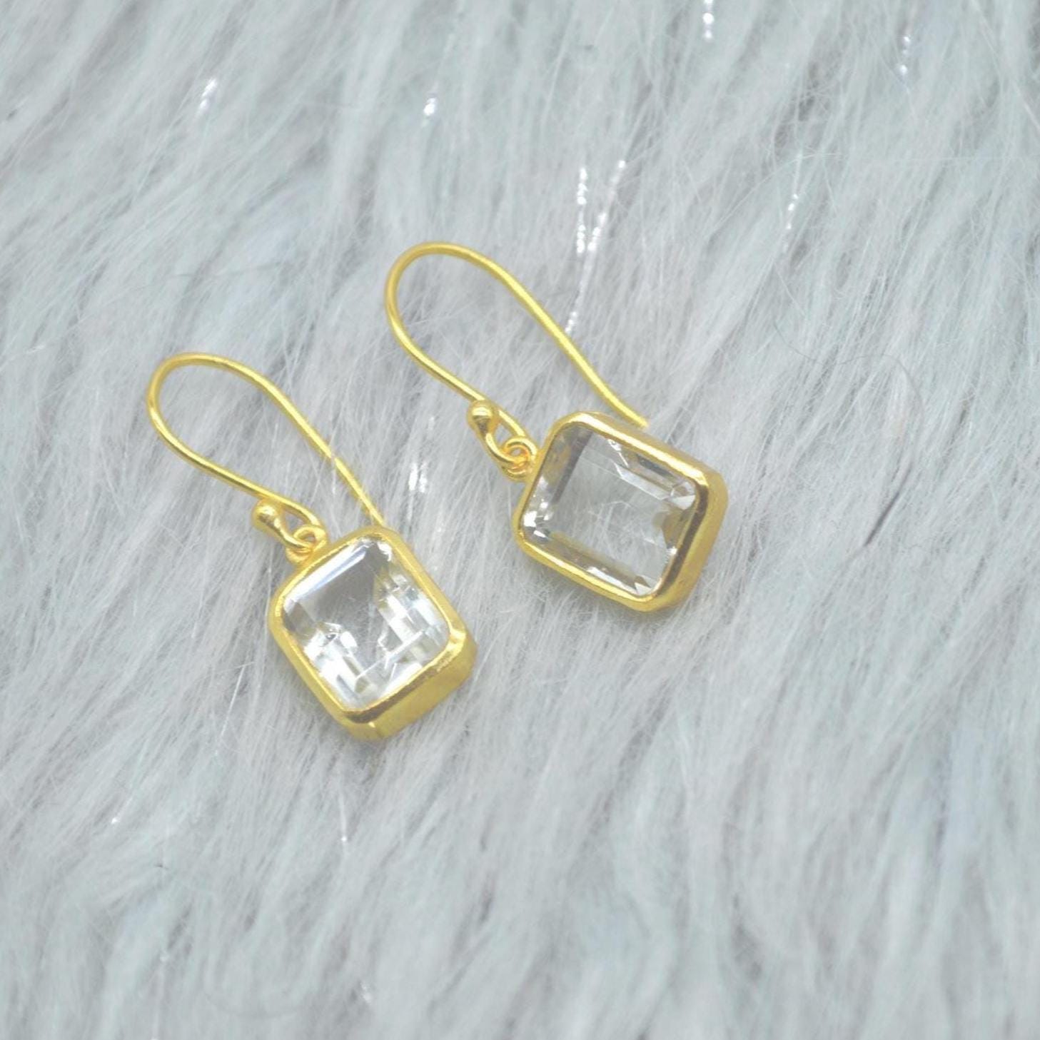 Green Amethyst Silver Drop Earrings, Green Amethyst Jewelry, Minimalist Gold Earrings, February Birthstone Earrings, Handmade Gifts For Her