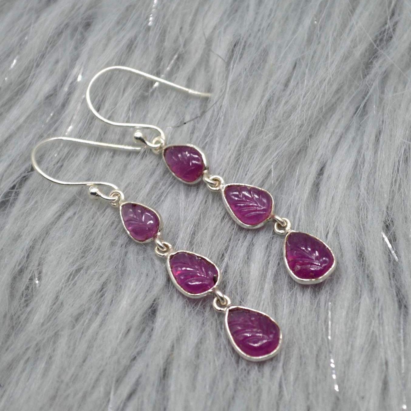 Ruby Earrings Dangle Drop, Ruby Jewelry, July Birthstone, Handmade Red Pink Gemstone Earrings, Gift Earrings For Women