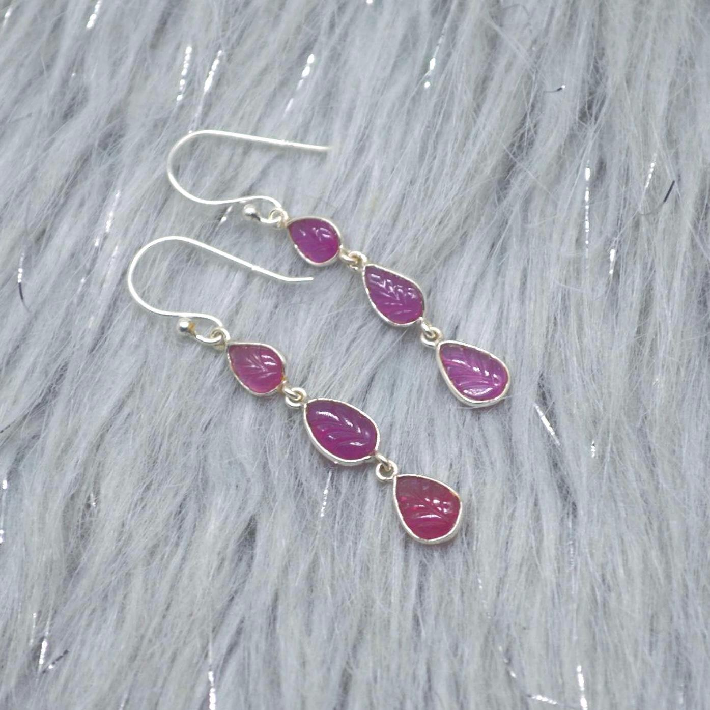 Ruby Earrings Dangle Drop, Ruby Jewelry, July Birthstone, Handmade Red Pink Gemstone Earrings, Gift Earrings For Women