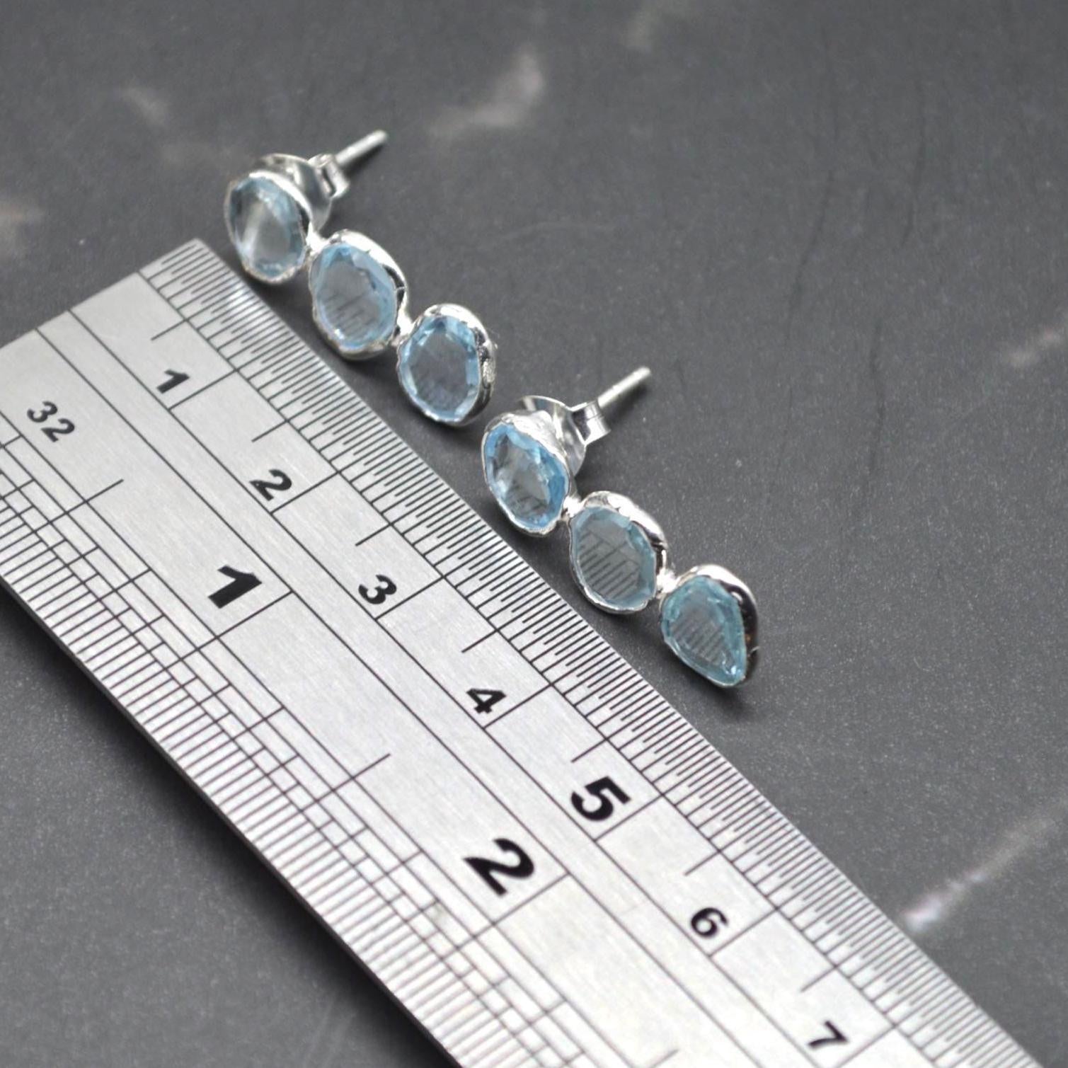 Blue Topaz Drop Earrings, Gold Plated Sterling Silver Earrings, December Birthstone, Blue Topaz Jewelry, Blue Gemstone, Gift For Her