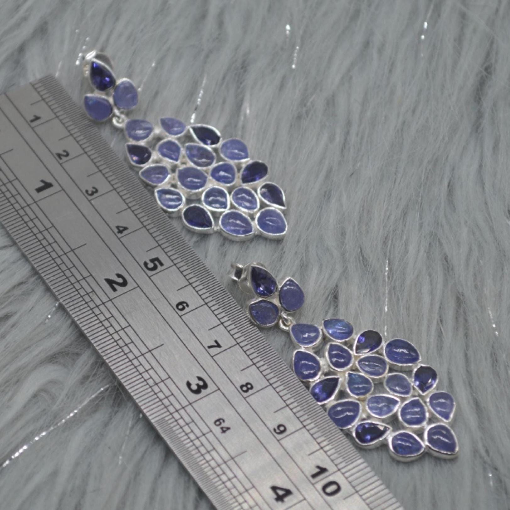 Iolite, Tanzanite Dangle Silver Earrings, Blue Gemstone Earrings, December Birthstone, Tanzanite Jewelry For Her, Unique Handmade Gift