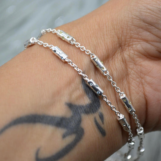 Peridot, Blue Topaz Silver Chain Bracelet, August, December Birthstone, Dainty Gold Bangle Bracelet, Green, Blue Gemstone Bracelet For Women