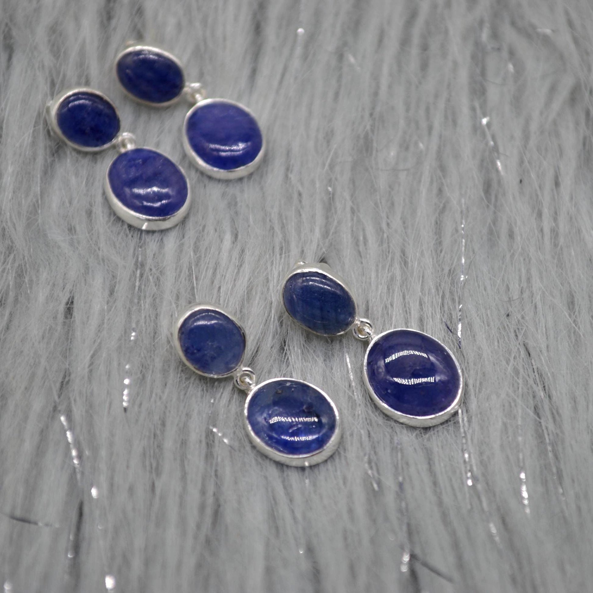 Blue Sapphire Sterling Silver Drop Earrings: September Birthstone