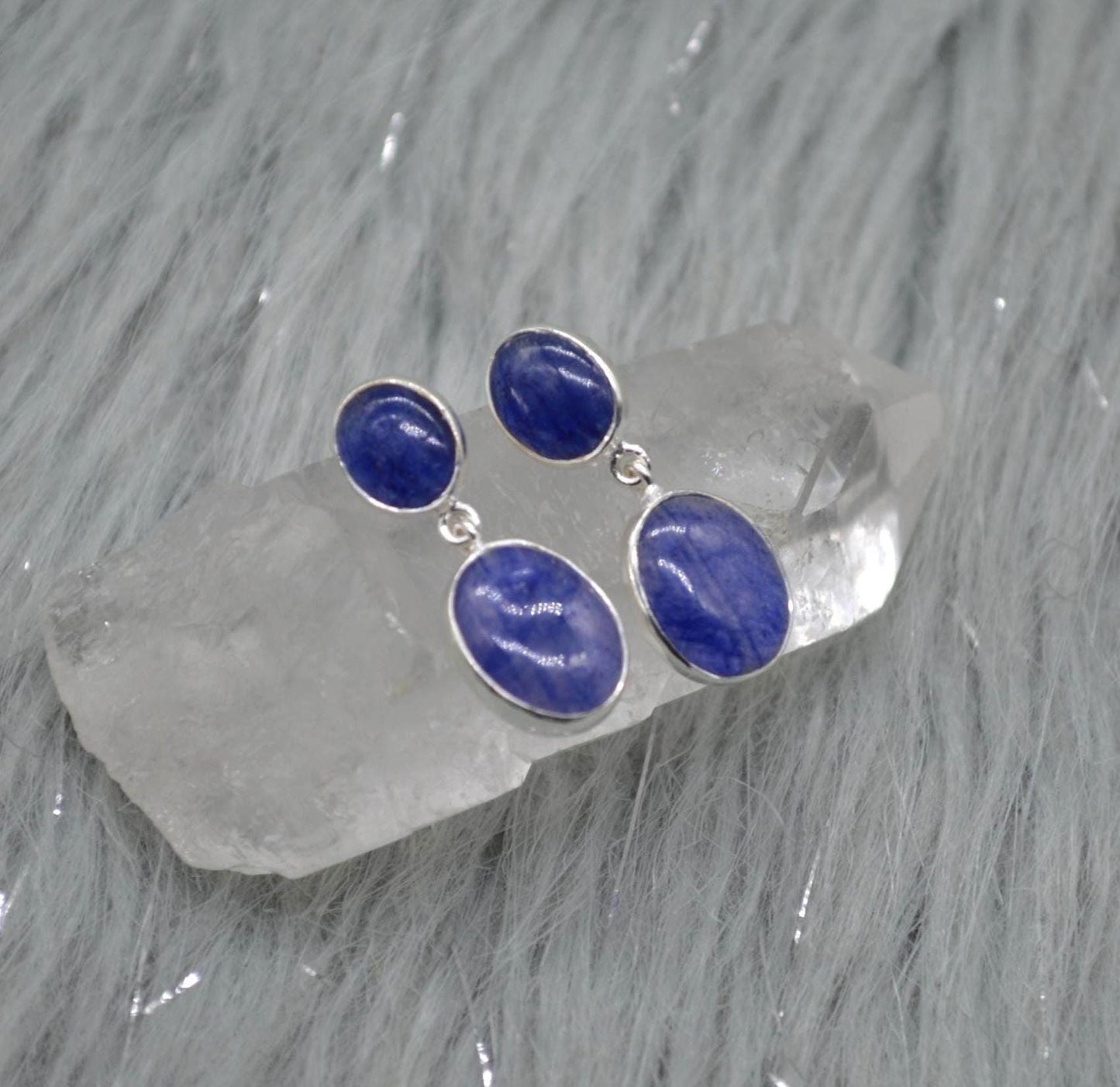 Blue Sapphire Sterling Silver Drop Earrings: September Birthstone