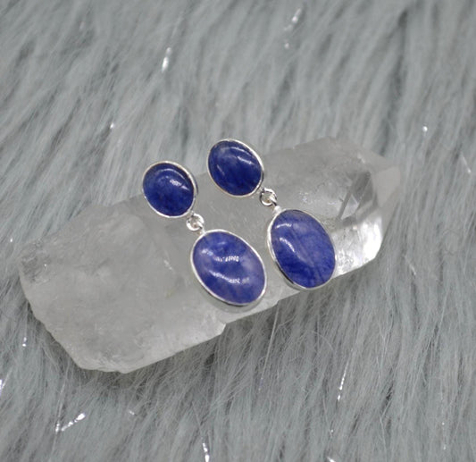Blue Sapphire Sterling Silver Drop Earrings: September Birthstone