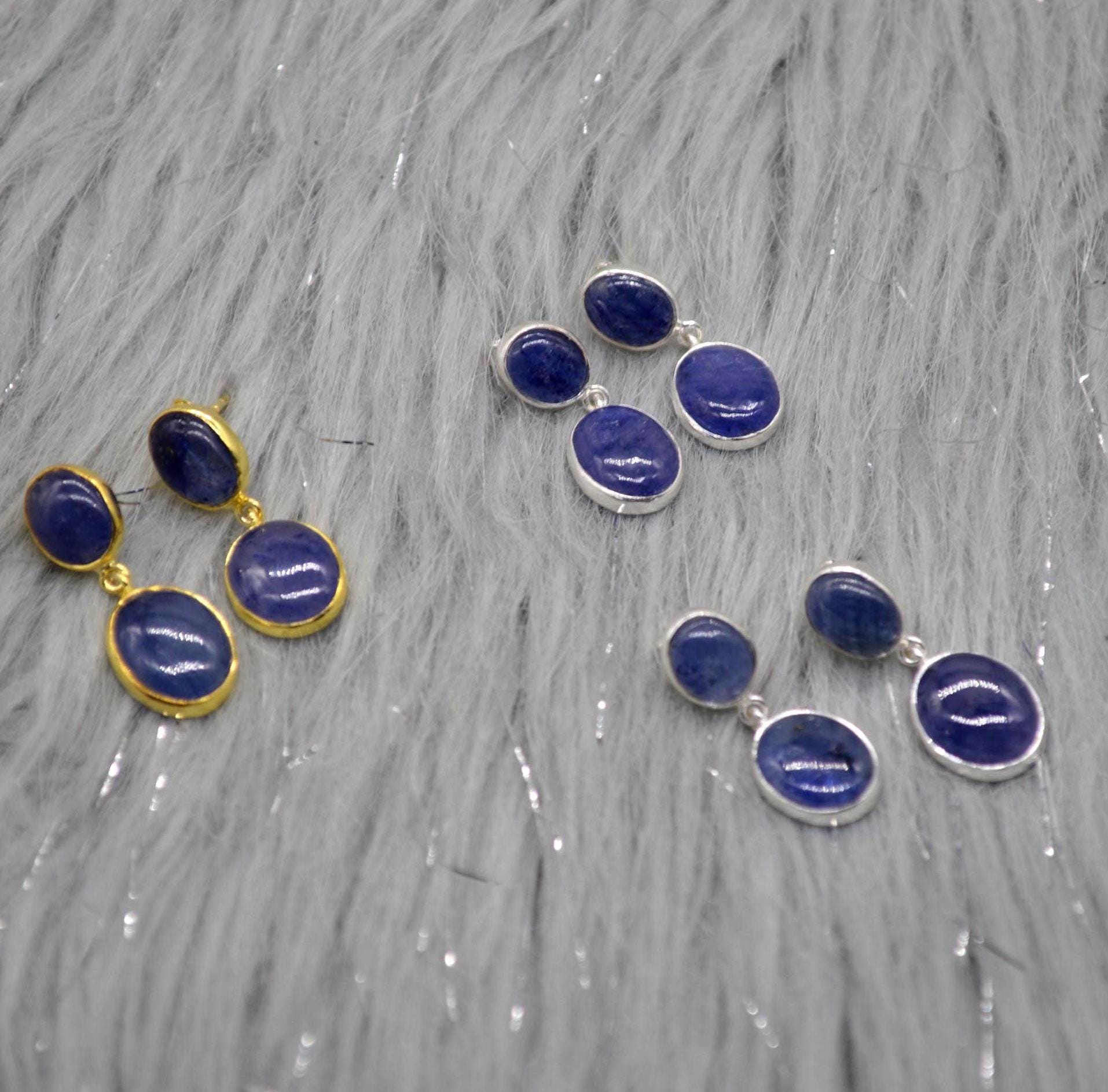 Blue Sapphire Sterling Silver Drop Earrings: September Birthstone
