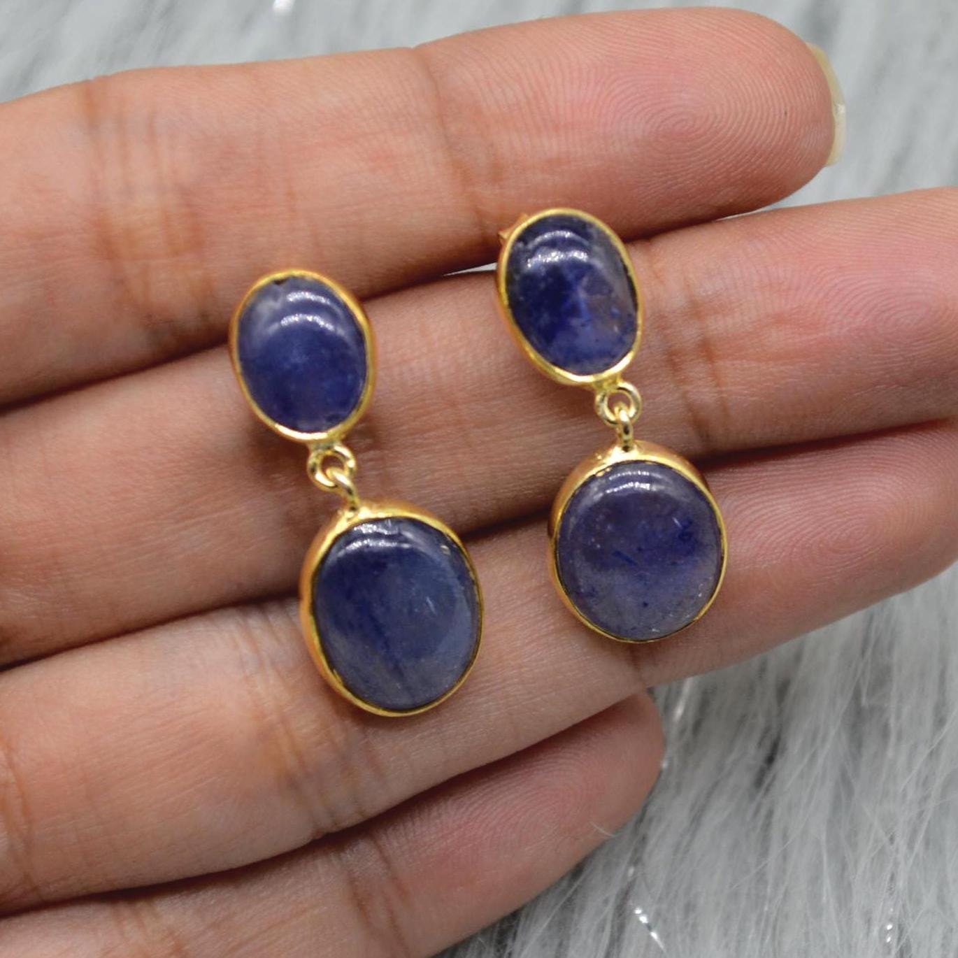 Blue Sapphire Sterling Silver Drop Earrings: September Birthstone