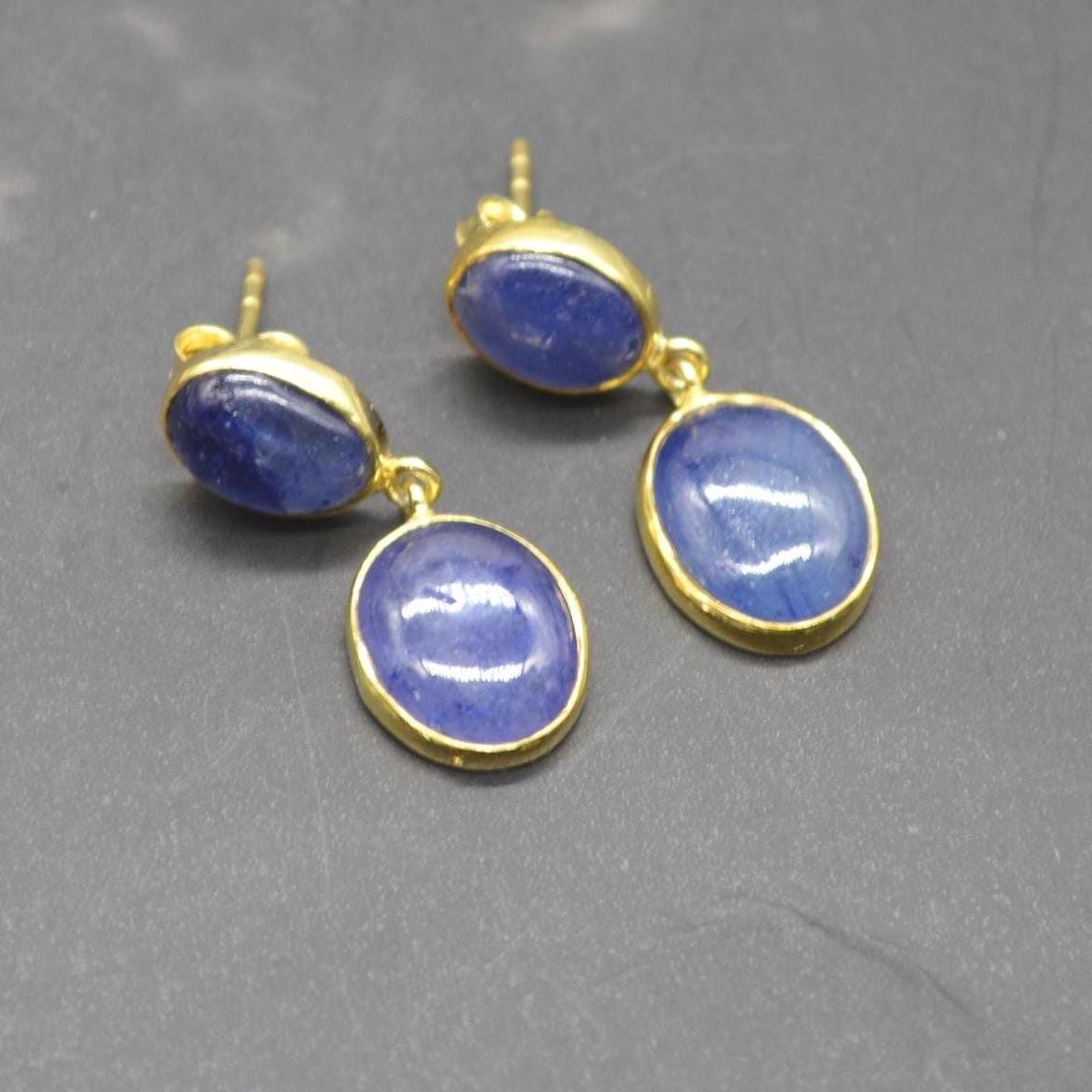 Blue Sapphire Sterling Silver Drop Earrings: September Birthstone