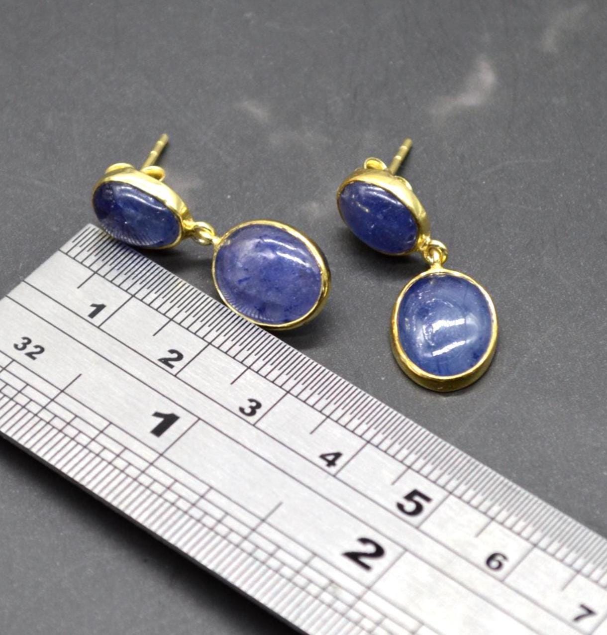 Blue Sapphire Sterling Silver Drop Earrings: September Birthstone