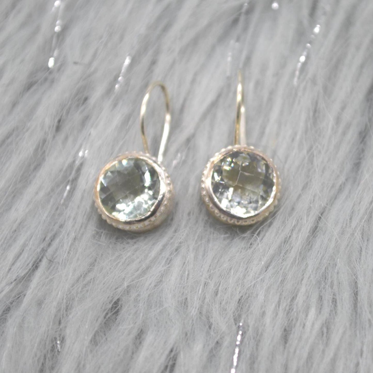 Green Amethyst Sterling Silver Drop Earrings: Minimalist February Birthstone