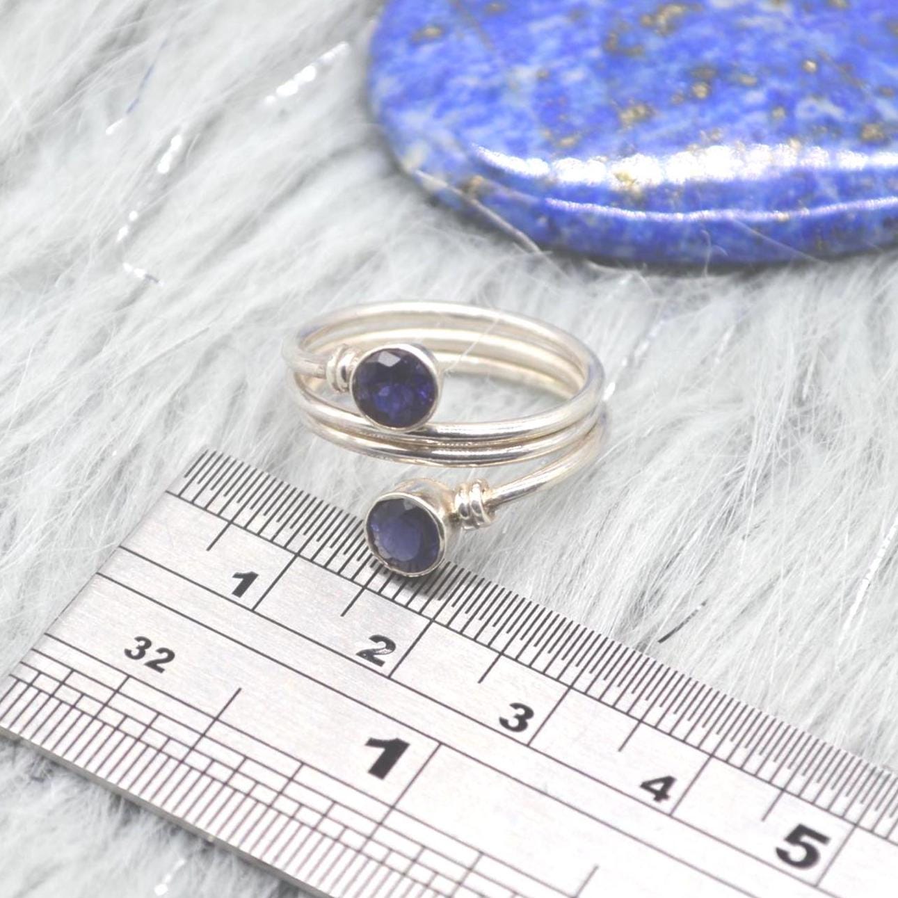 Iolite Sterling Silver Ring: Dainty Blue Gemstone Jewelry, UK Size N 1/2