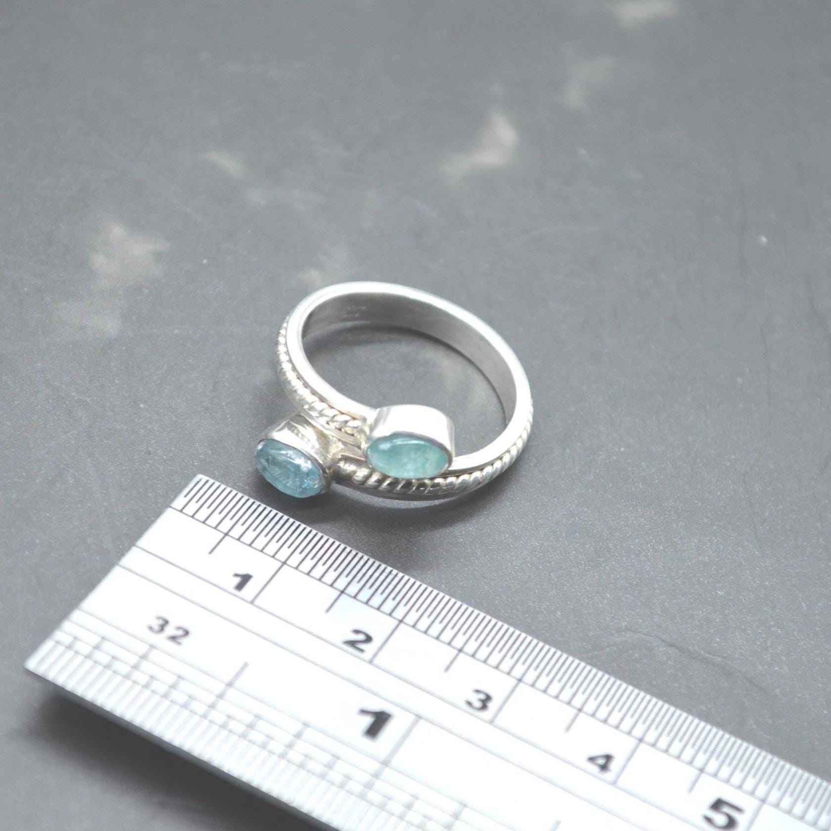 Aquamarine Sterling Silver Ring: March Birthstone, UK Size O, Blue Gemstone Jewelry