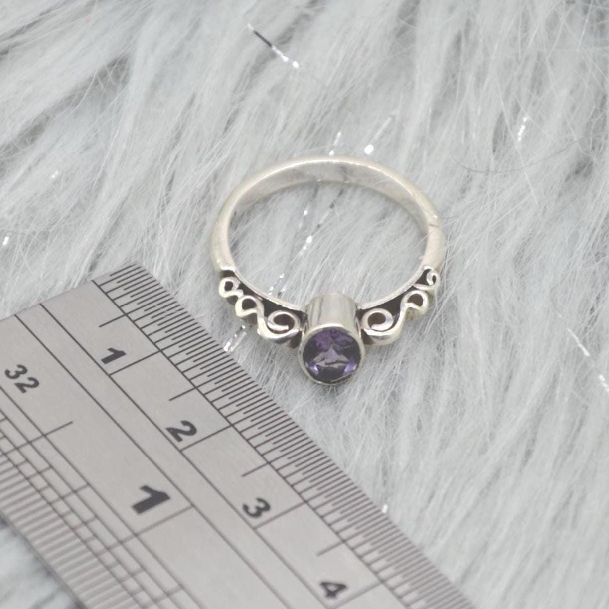 Amethyst Sterling Silver Ring: February Birthstone Jewelry, Purple Gemstone, Everyday Stacking Ring
