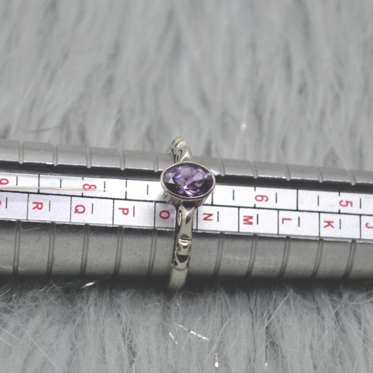 Amethyst Sterling Silver Ring: February Birthstone Jewelry, Purple Gemstone, Everyday Stacking Ring
