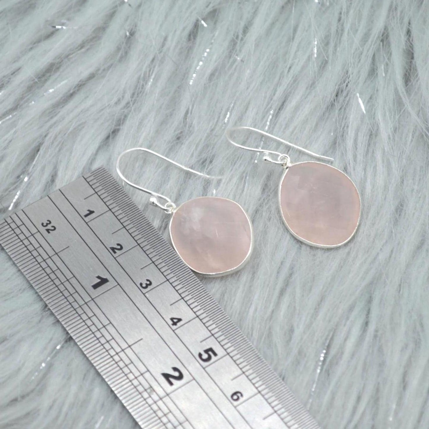 Rose Quartz Silver Teardrop Earrings: Handmade Pink Gemstone Jewelry