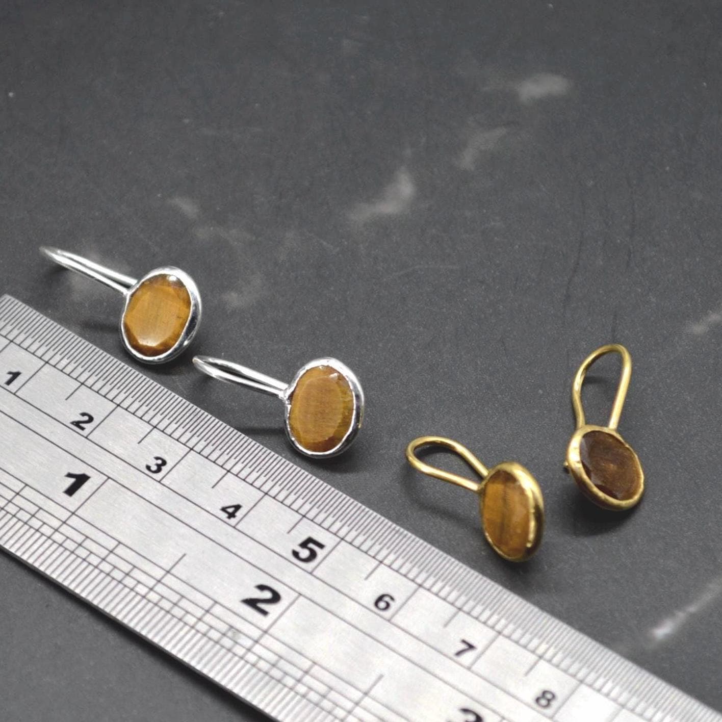 Tiger's Eye Silver Drop Earrings: Gold or Silver, Brown Gemstone Jewelry