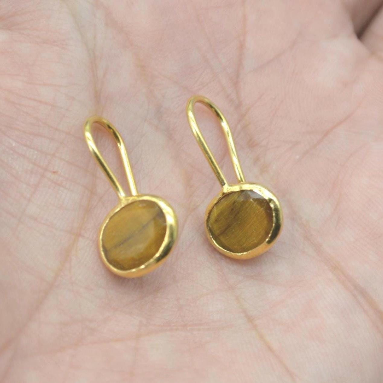 Tiger's Eye Silver Drop Earrings: Gold or Silver, Brown Gemstone Jewelry