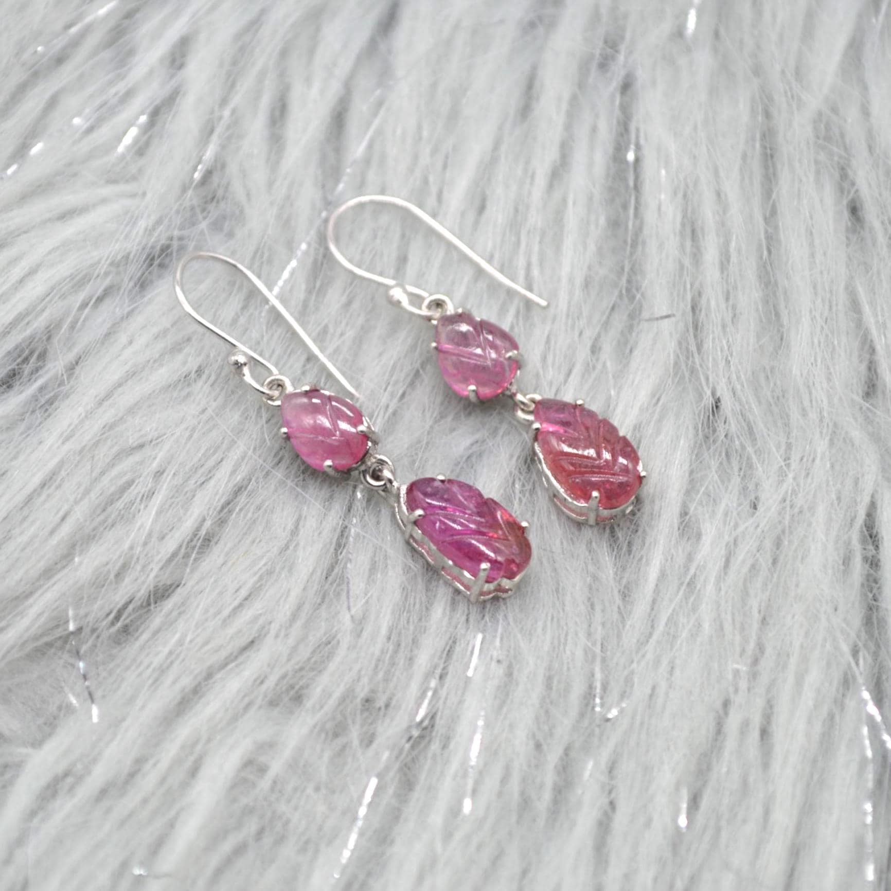 Red Ruby Silver Earrings: Sterling Silver Teardrop Dangle, Gemstone Jewelry, July Birthstone