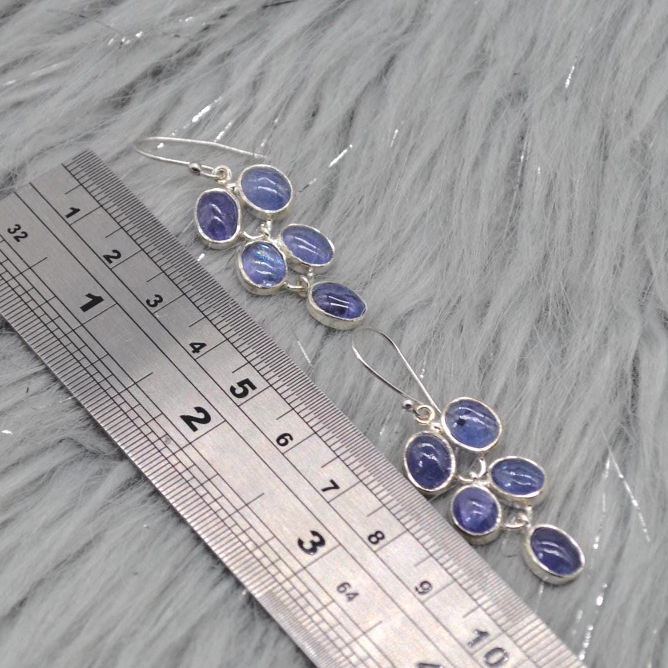 Tanzanite Sterling Silver Drop Earrings: December Birthstone, Blue Gemstone Drop Jewelry