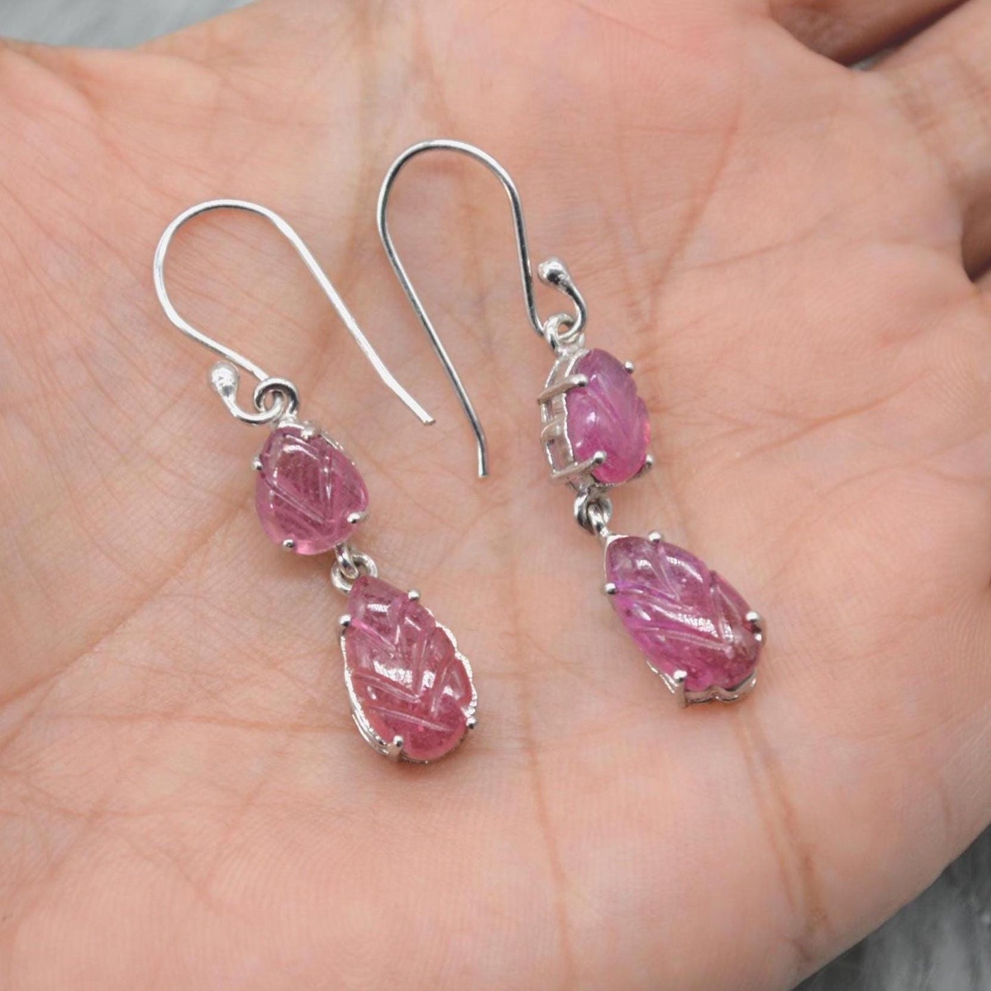 Red Ruby Silver Earrings: Sterling Silver Teardrop Dangle, Gemstone Jewelry, July Birthstone