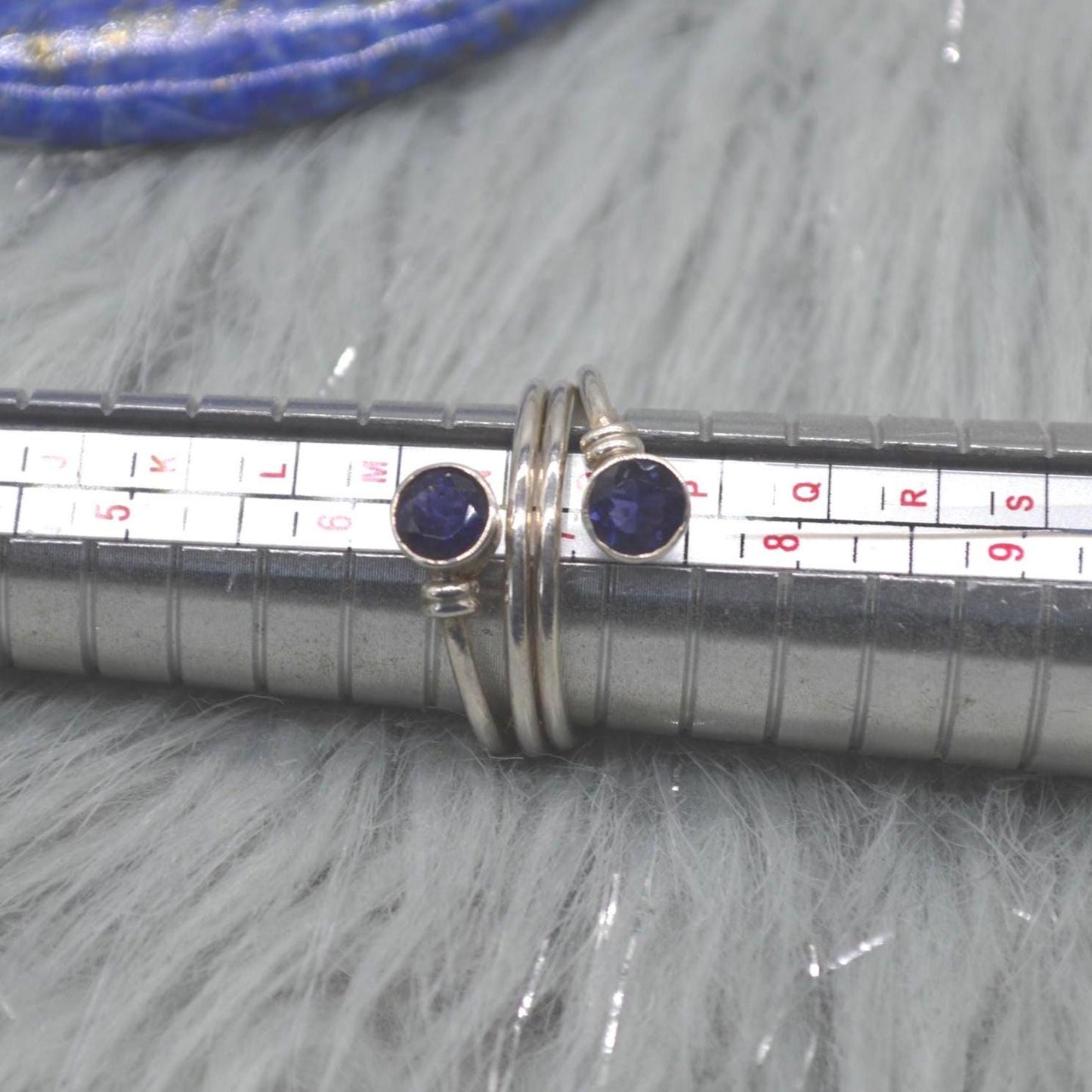 Iolite Sterling Silver Ring: Dainty Blue Gemstone Jewelry, UK Size N 1/2