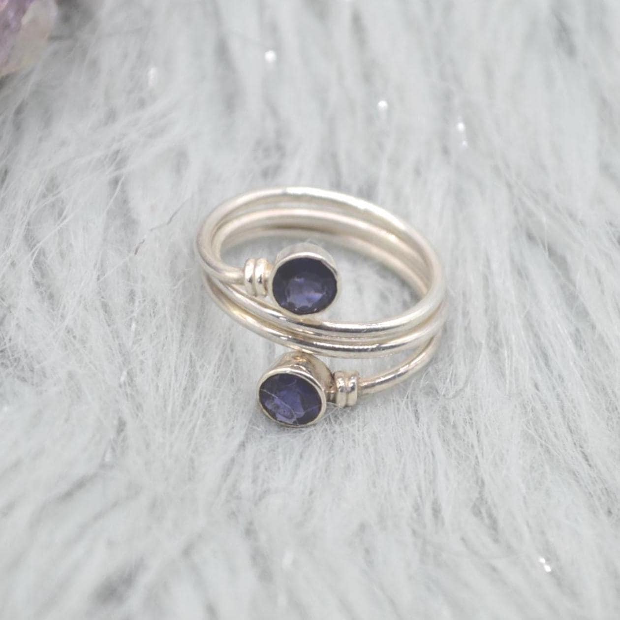 Iolite Sterling Silver Ring: Dainty Blue Gemstone Jewelry, UK Size N 1/2
