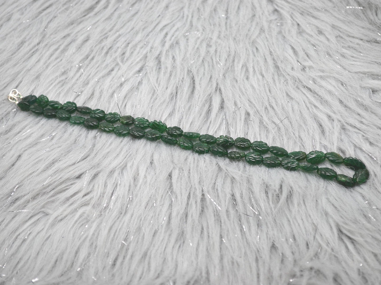 Green Aventurine Beaded Necklace: Sterling Silver, Green Gemstone Jewelry