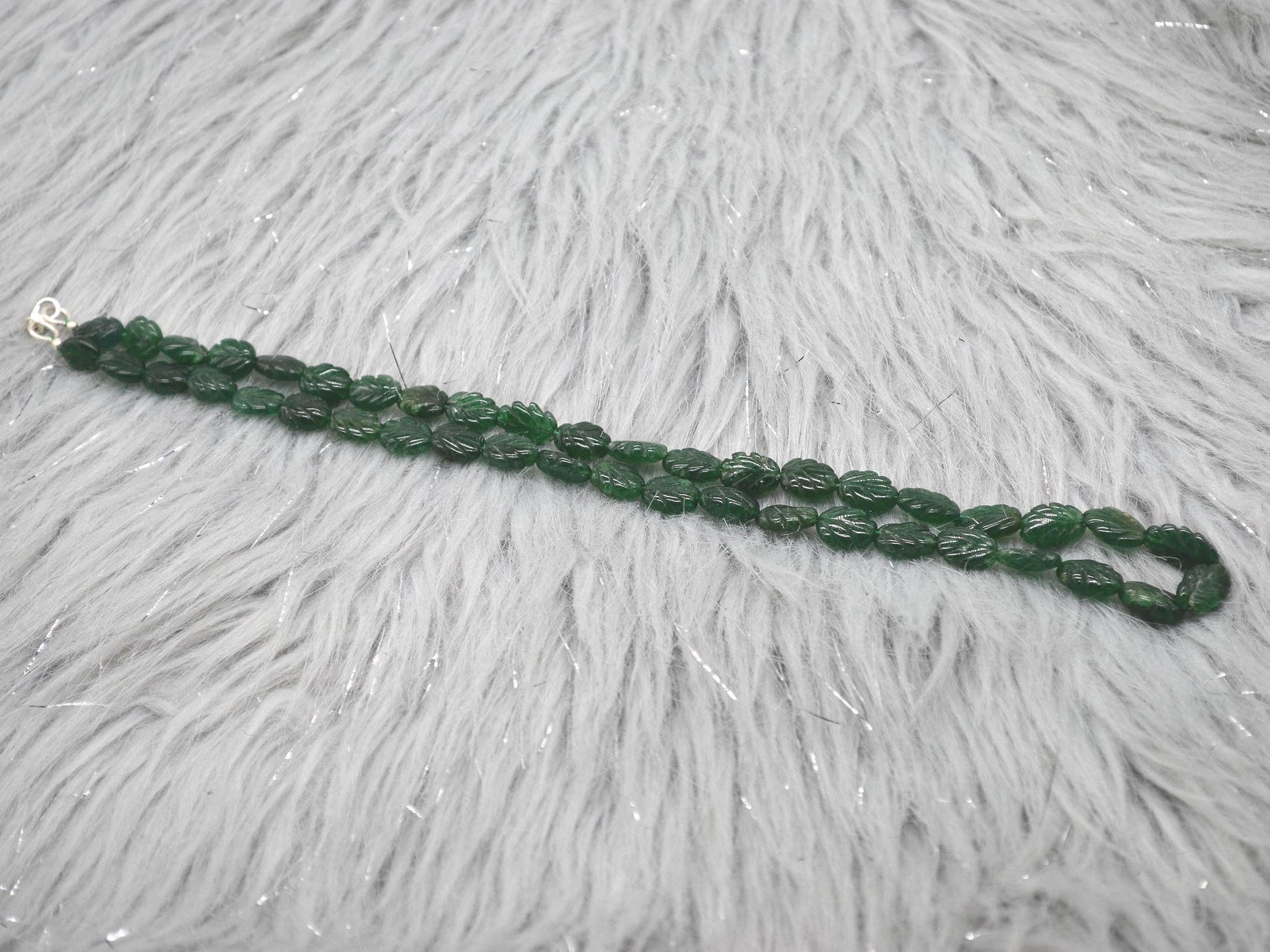 Green Aventurine Beaded Necklace: Sterling Silver, Green Gemstone Jewelry