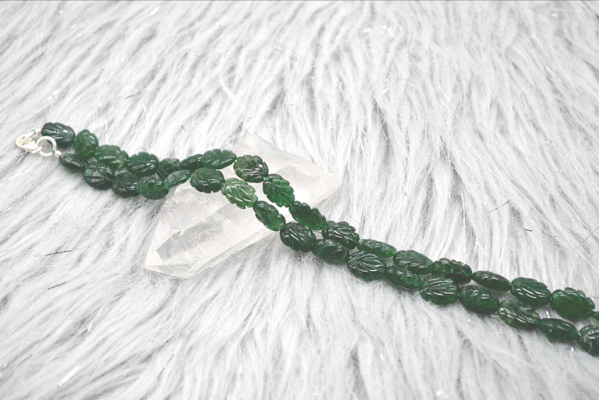 Green Aventurine Beaded Necklace: Sterling Silver, Green Gemstone Jewelry
