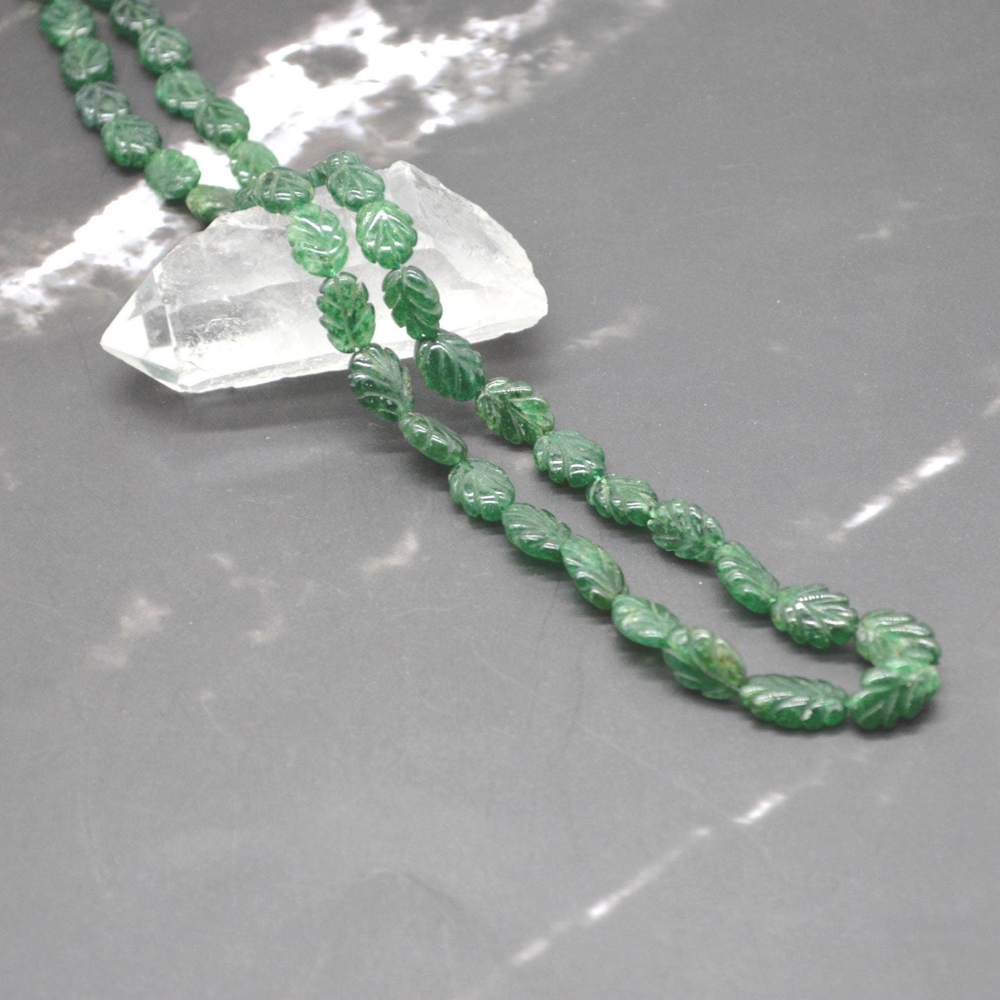 Green Aventurine Beaded Necklace: Sterling Silver, Green Gemstone Jewelry