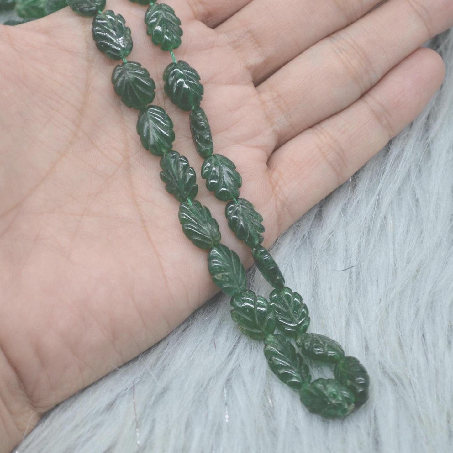 Green Aventurine Beaded Necklace: Sterling Silver, Green Gemstone Jewelry