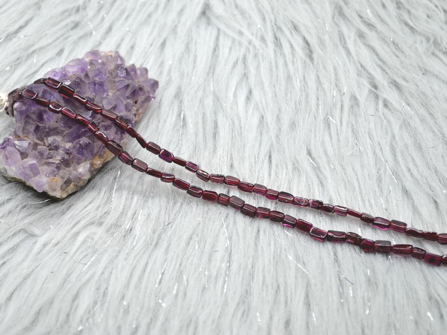 Red Garnet Beaded Necklace: Sterling Silver, January Birthstone, Gemstone Jewelry