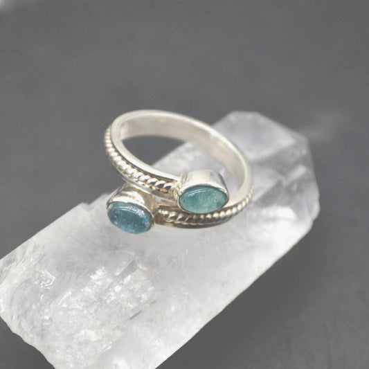 Aquamarine Sterling Silver Ring: March Birthstone, UK Size O, Blue Gemstone Jewelry