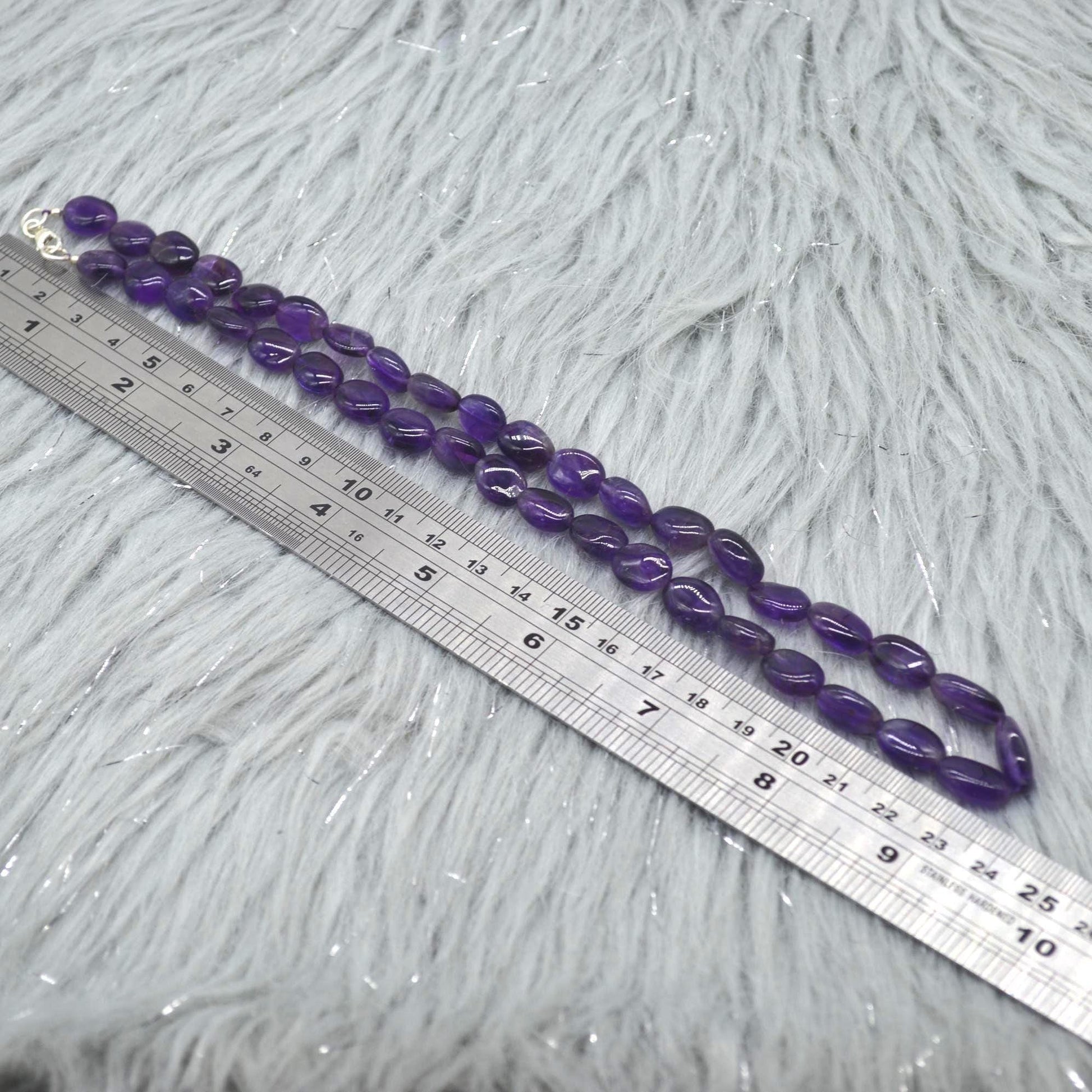 Amethyst Beaded Necklace: Sterling Silver, February Birthstone, Purple Gemstone Jewelry