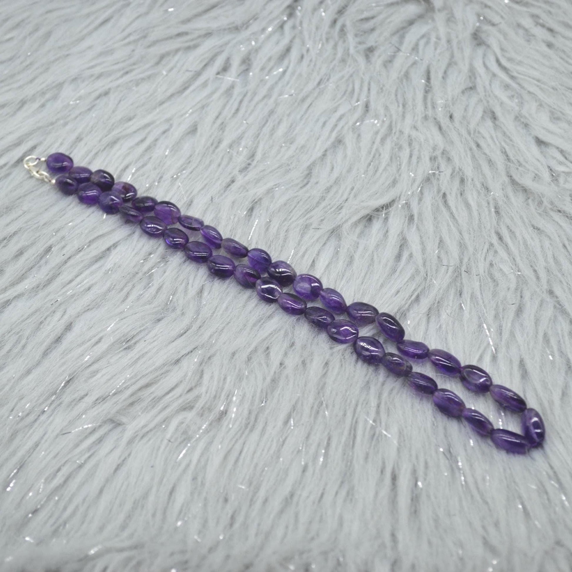 Amethyst Beaded Necklace: Sterling Silver, February Birthstone, Purple Gemstone Jewelry