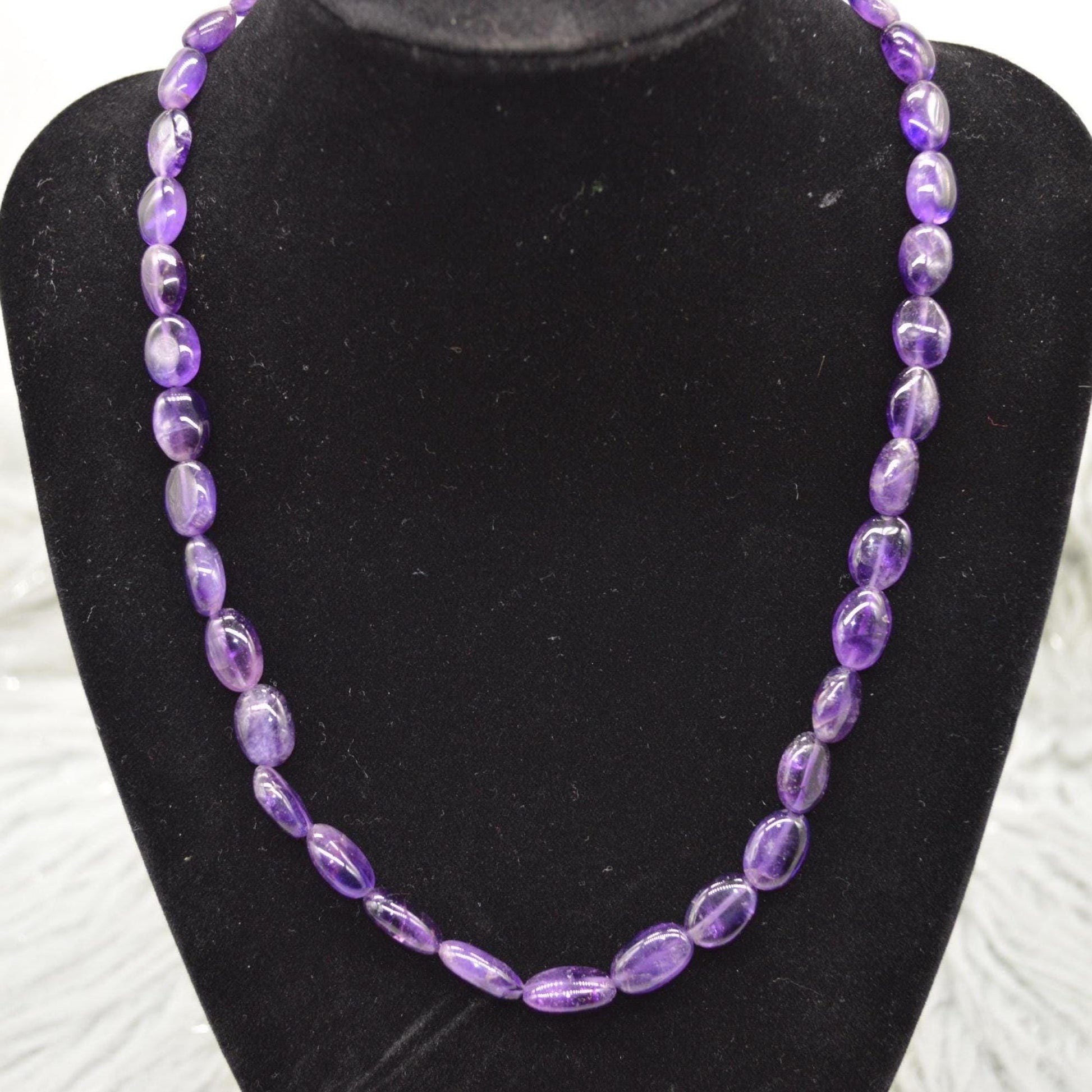 Amethyst Beaded Necklace: Sterling Silver, February Birthstone, Purple Gemstone Jewelry