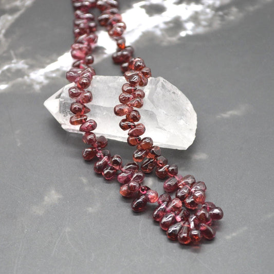 Red Garnet Beaded Necklace: Sterling Silver, January Birthstone, Red Gemstone Jewelry