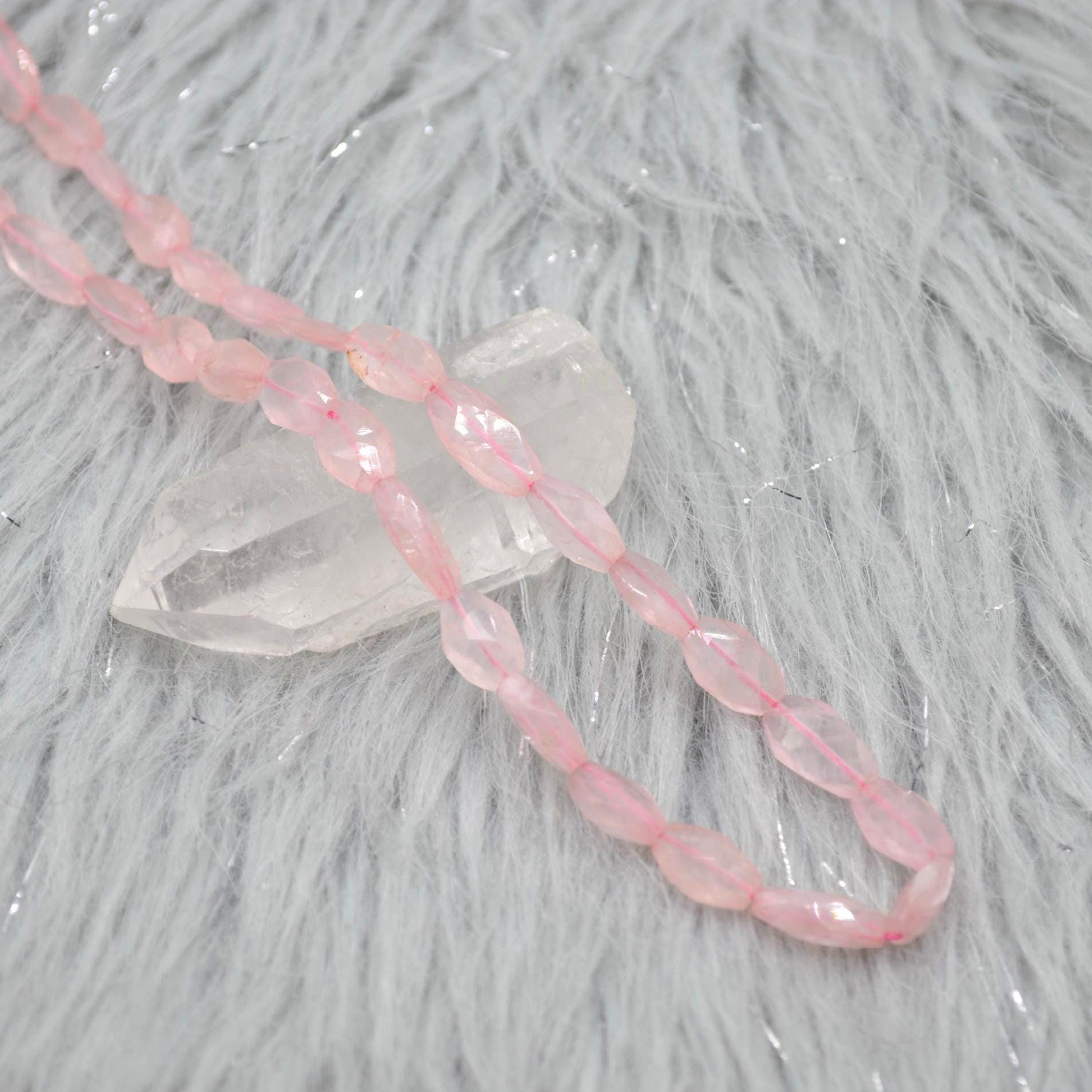 Rose Quartz Beaded Necklace: Pink Gemstone Jewelry, 18 Inches, Sterling Silver