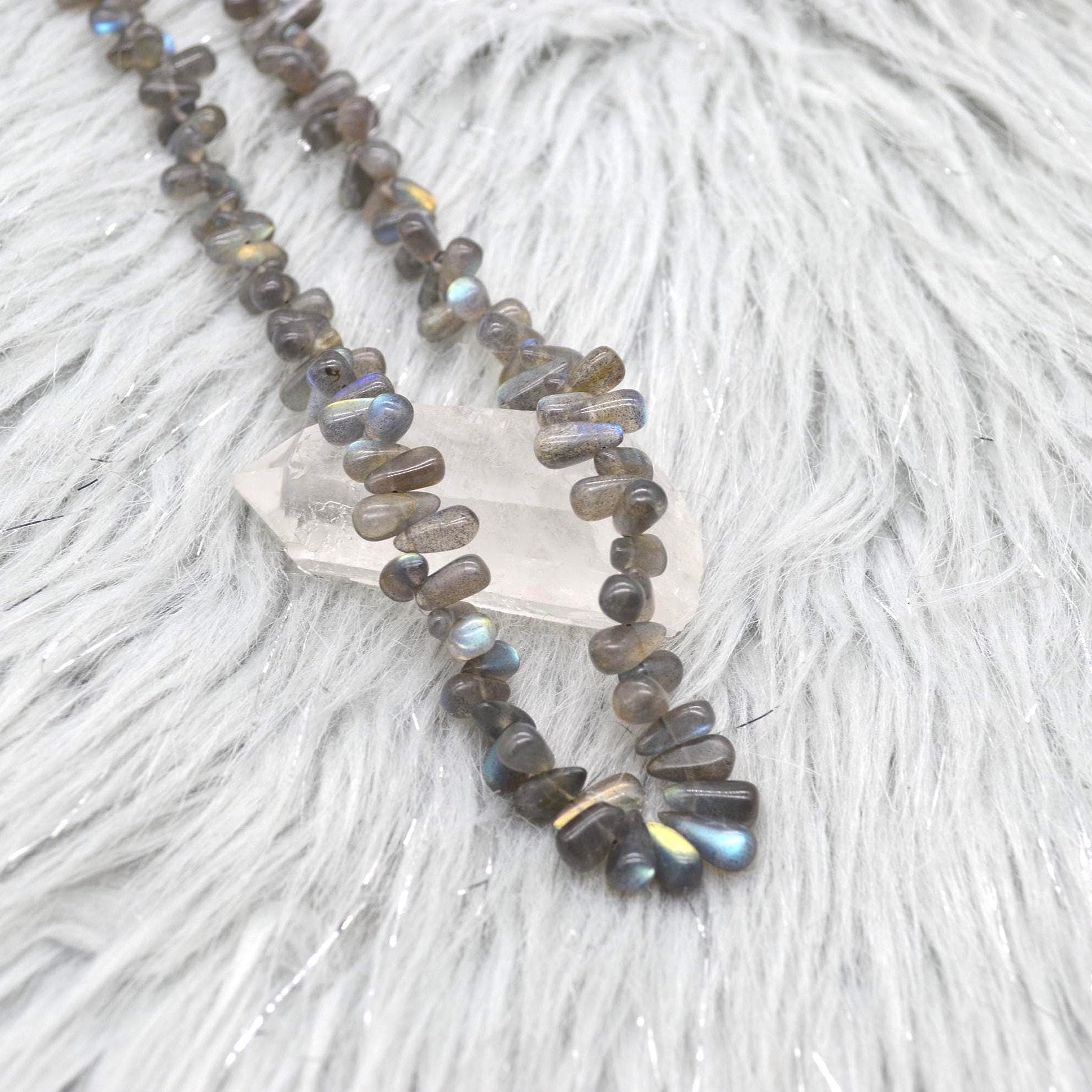 Labradorite Beaded Necklace: Sterling Silver, Blue Grey Gemstone Jewelry