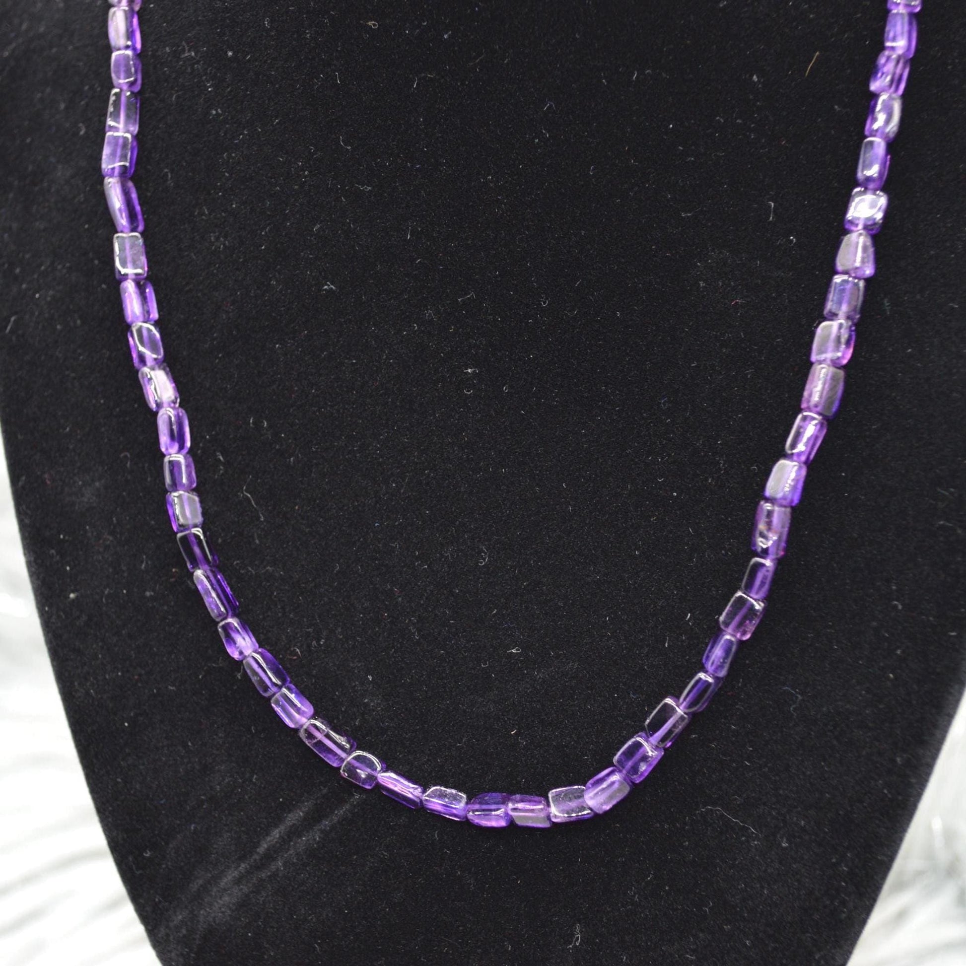 Amethyst Beaded Necklace: Sterling Silver, February Birthstone, Purple Gemstone Jewelry