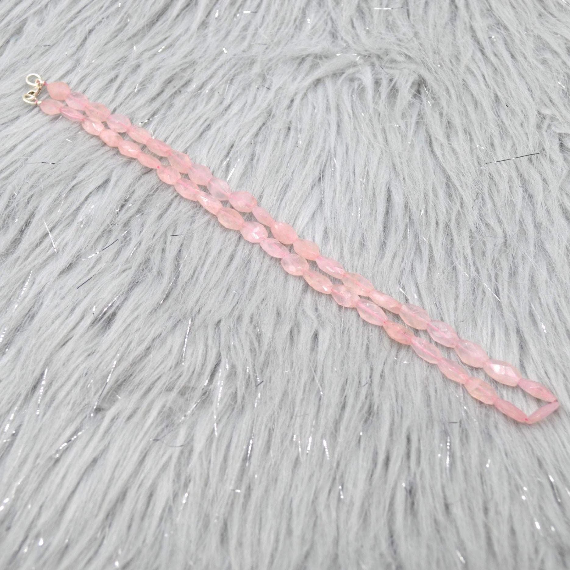 Rose Quartz Beaded Necklace: Pink Gemstone Jewelry, 18 Inches, Sterling Silver