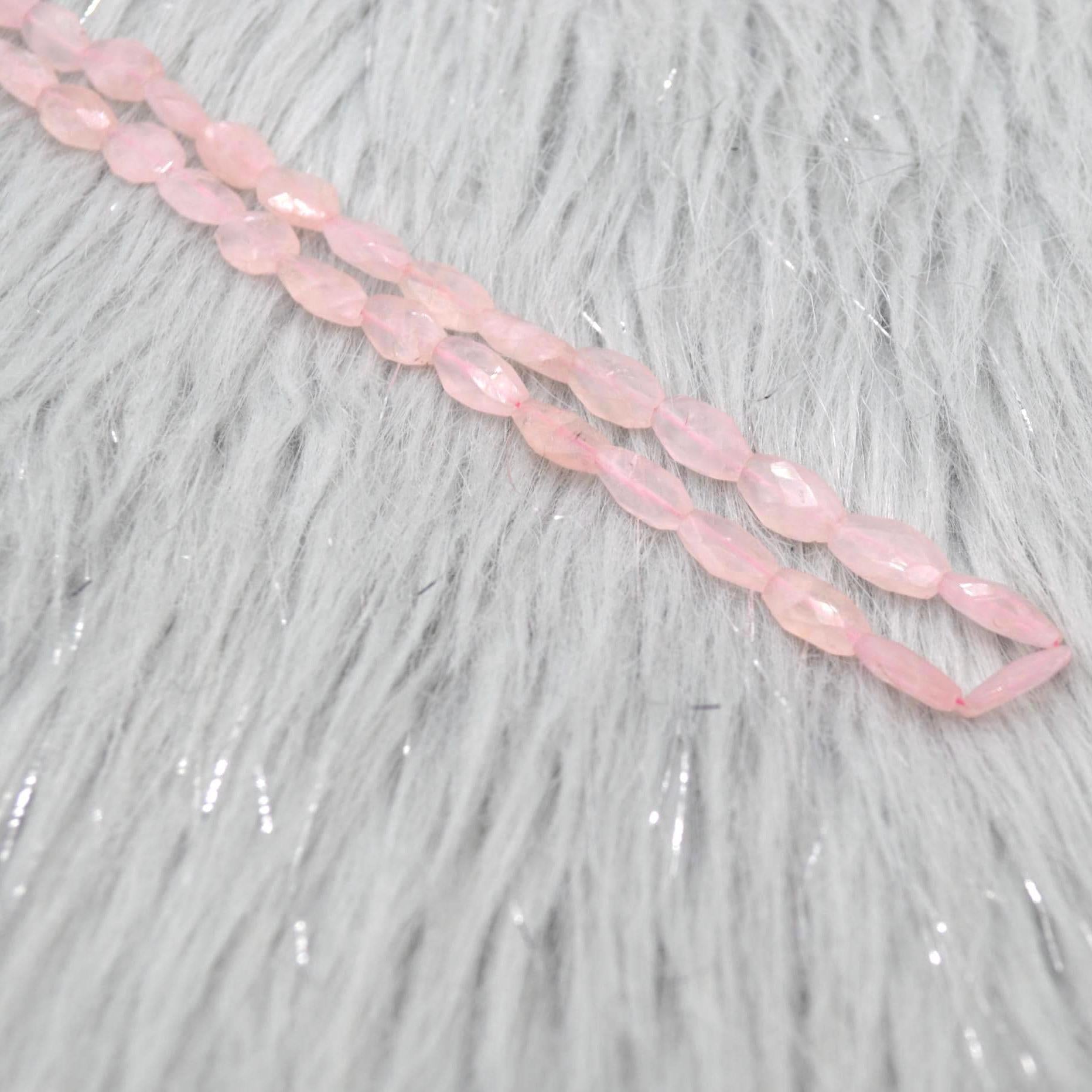 Rose Quartz Beaded Necklace: Pink Gemstone Jewelry, 18 Inches, Sterling Silver