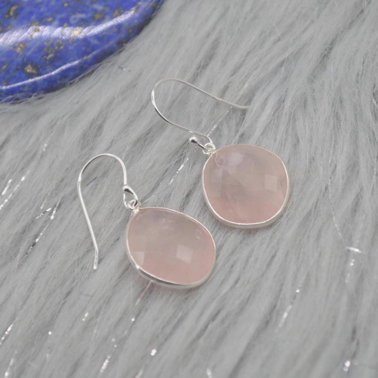 Rose Quartz Silver Teardrop Earrings: Handmade Pink Gemstone Jewelry