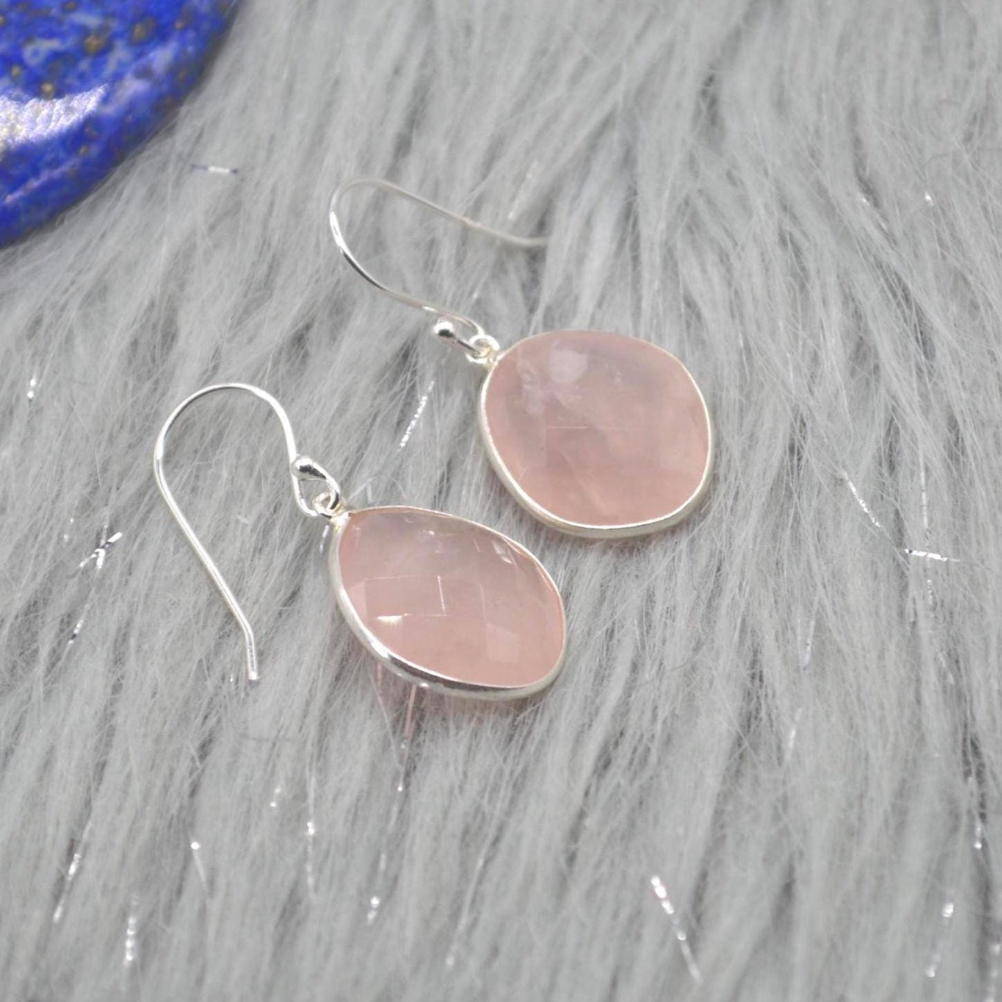 Rose Quartz Silver Teardrop Earrings: Handmade Pink Gemstone Jewelry