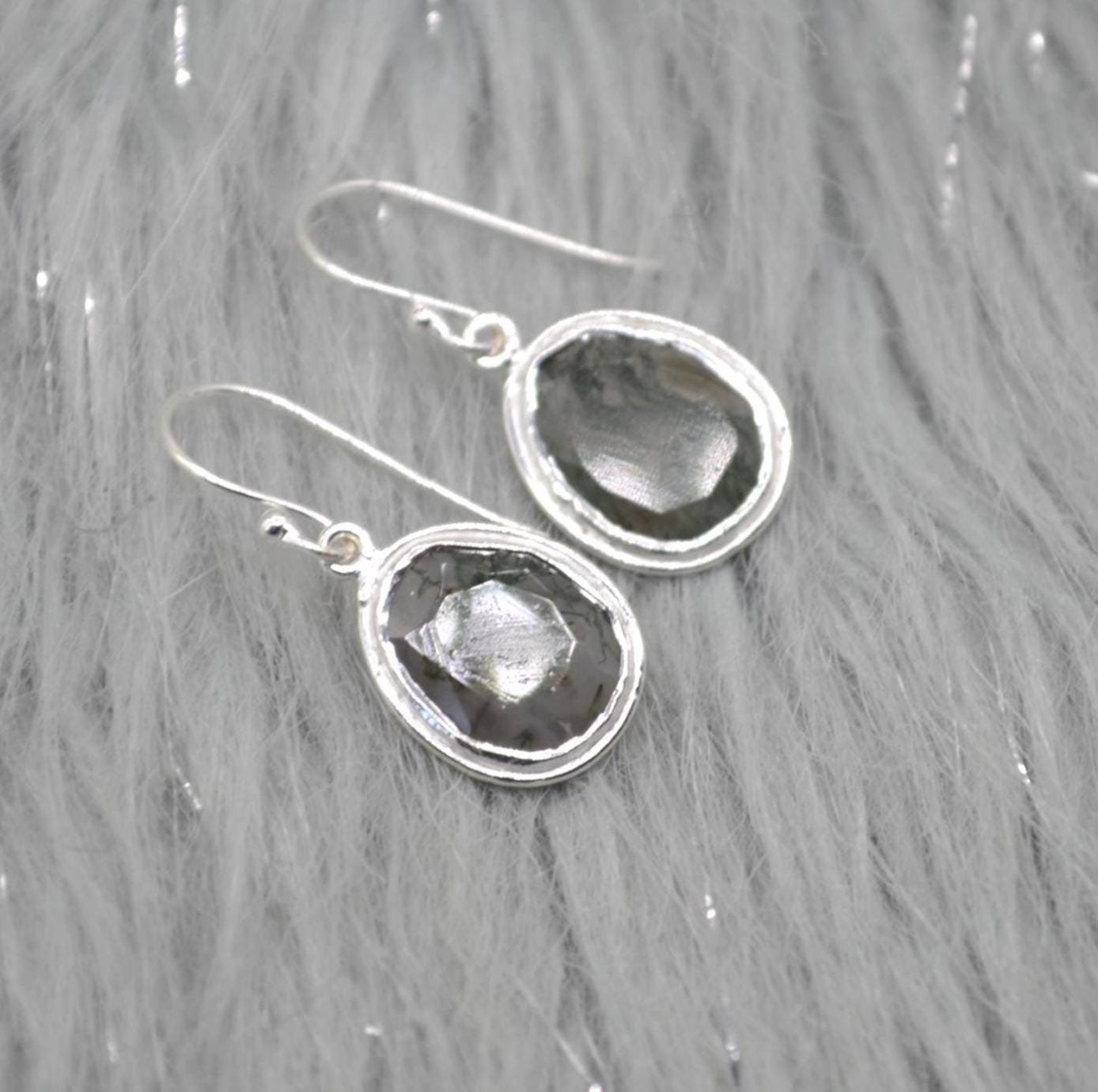 Moss Agate Sterling Silver Earrings: Green Gemstone Jewelry