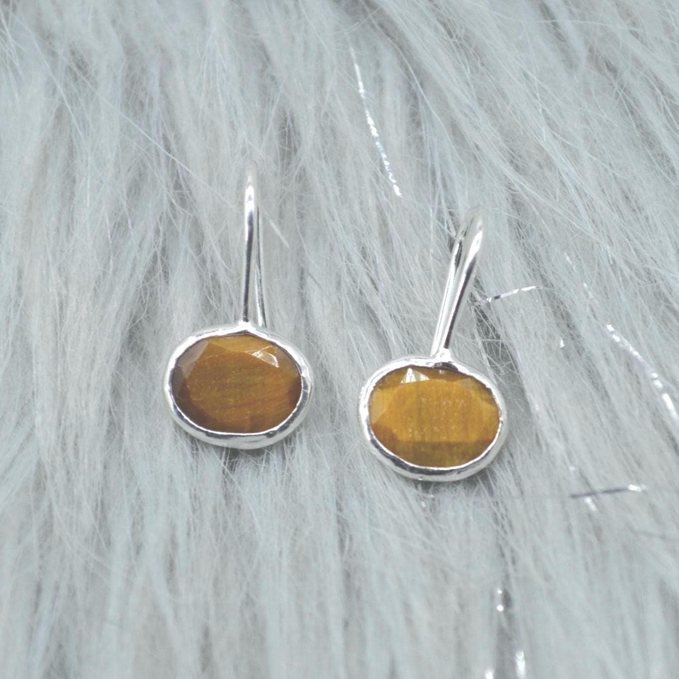 Tiger's Eye Silver Drop Earrings: Gold or Silver, Brown Gemstone Jewelry