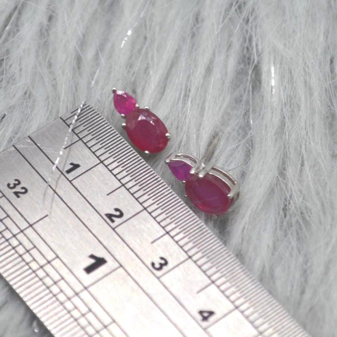 Red Ruby Sterling Silver Stud Earrings: Minimalist July Birthstone Jewelry