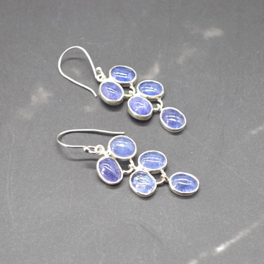 Tanzanite Sterling Silver Drop Earrings: December Birthstone, Blue Gemstone Drop Jewelry